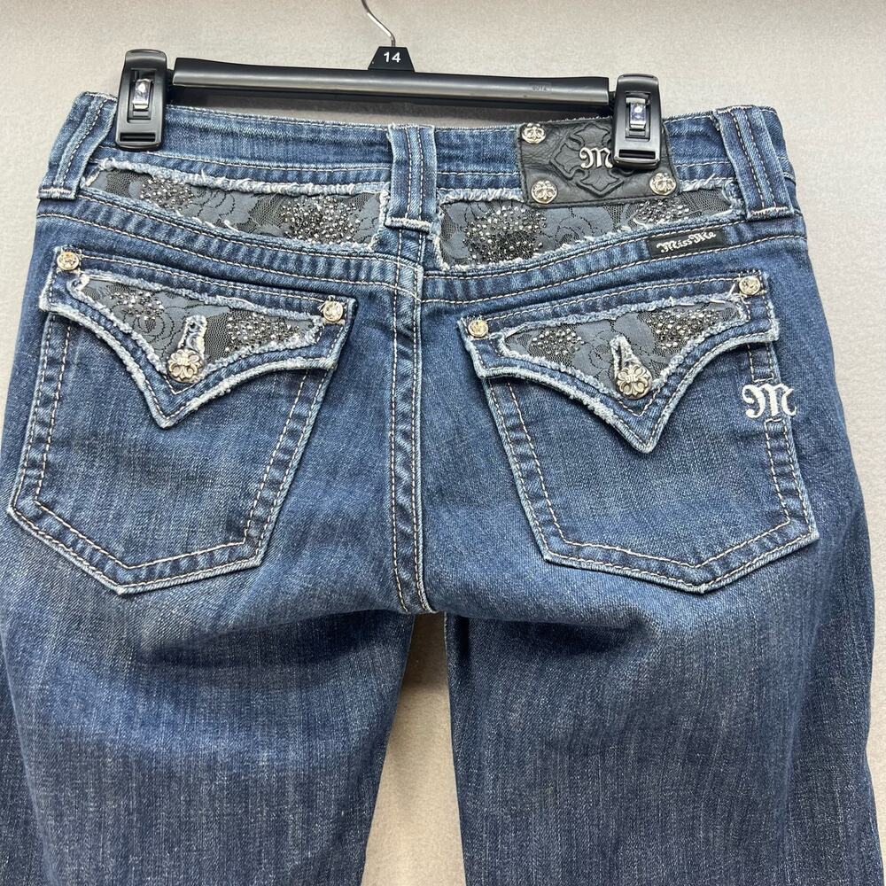 Miss Me Jeans Women's Size 29(8) Bootcut Lace Flap Pockets Double Button Biker